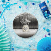 Hart Mason Jar & Baby's Breath Rustieke Bruiloft Papieren Bordje (Feest)