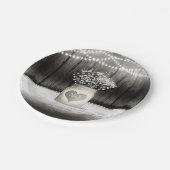 Hart Mason Jar & Baby's Breath Rustieke Bruiloft Papieren Bordje (Gekanteld)