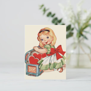 Hart Meisje Kind Retro Schattig Kinderen Briefkaart