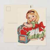 Hart Meisje Kind Retro Schattig Kinderen Briefkaart (Voorkant / Achterkant)