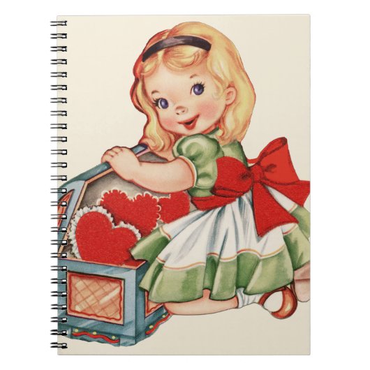 Hart Meisje Kind Retro Schattig Kinderen Notitieboek (Voorkant)