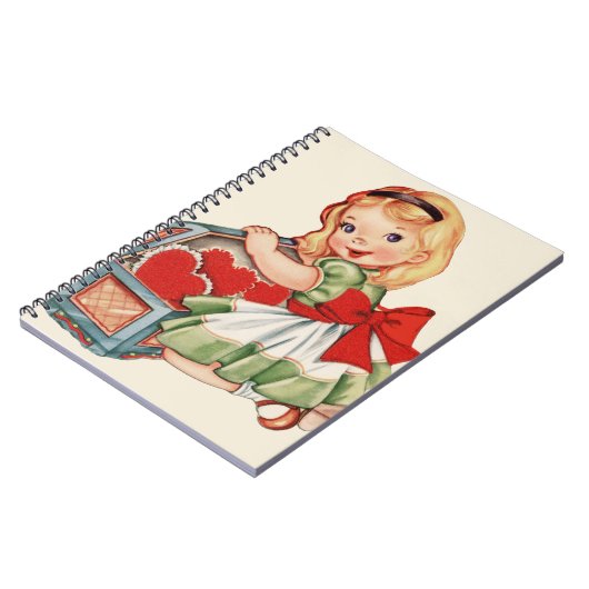 Hart Meisje Kind Retro Schattige Kinderen Notitieboek (Linkerzijde)