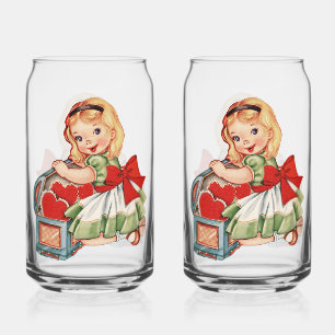 Hart Meisje Kind Retro Schattigee Kinderen Blikvorm Glas