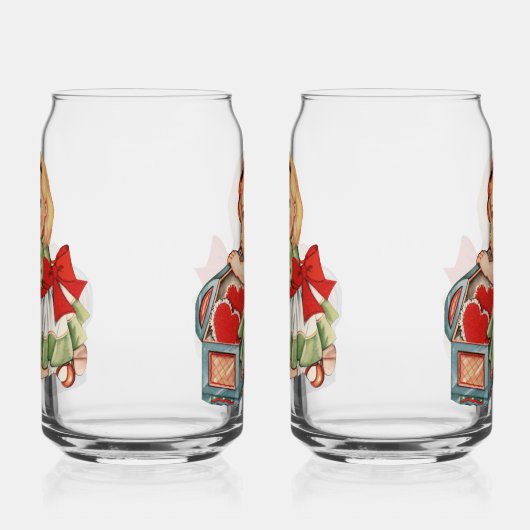 Hart Meisje Kind Retro Schattigee Kinderen Blikvorm Glas (Links)