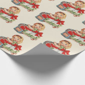 Hart Meisje Kind Retro Schattigee Kinderen Cadeaupapier (Hoek)