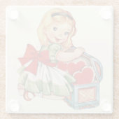 Hart Meisje Kind Retro Schattigee Kinderen Glazen Onderzetter (Achterkant)