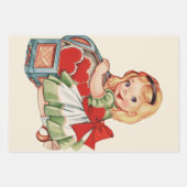 Hart Meisje Kind Retro Schattigee Kinderen Inpakpapier Vel (Voorkant)