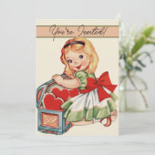 Hart Meisje Kind Retro Schattigee Kinderen Kaart (Staand voorkant)