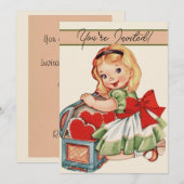 Hart Meisje Kind Retro Schattigee Kinderen Kaart (Voorkant / Achterkant)