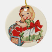 Hart Meisje Kind Retro Schattigee Kinderen Keramisch Ornament (Voorkant)