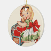 Hart Meisje Kind Retro Schattigee Kinderen Keramisch Ornament (Links)