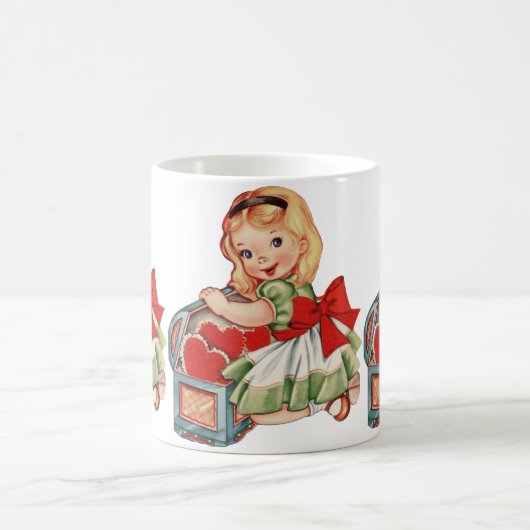 Hart Meisje Kind Retro Schattigee Kinderen Koffiemok (Center)