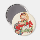 Hart Meisje Kind Retro Schattigee Kinderen Magneet (Voorkant / Achterkant)