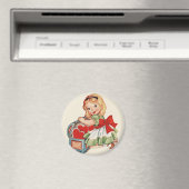 Hart Meisje Kind Retro Schattigee Kinderen Magneet (Insitu (Vaatwasser))