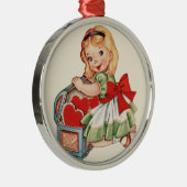 Hart Meisje Kind Retro Schattigee Kinderen Metalen Ornament (Rechts)