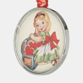 Hart Meisje Kind Retro Schattigee Kinderen Metalen Ornament (Links)