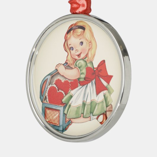 Hart Meisje Kind Retro Schattigee Kinderen Metalen Ornament (Links)