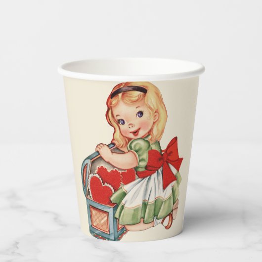 Hart Meisje Kind Retro Schattigee Kinderen Papieren Bekers (Achterkant)