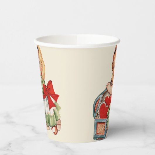 Hart Meisje Kind Retro Schattigee Kinderen Papieren Bekers (Links)