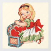 Hart Meisje Kind Retro Schattigee Kinderen Raamsticker (Vel)