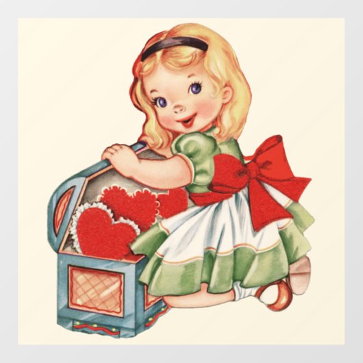 Hart Meisje Kind Retro Schattigee Kinderen Raamsticker (Vel)