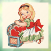 Hart Meisje Kind Retro Schattigee Kinderen Raamsticker (Vel 3)