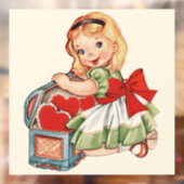 Hart Meisje Kind Retro Schattigee Kinderen Raamsticker (Vel 2)