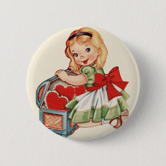 Hart Meisje Kind Retro Schattigee Kinderen Ronde Button 5,7 Cm (Voorkant)