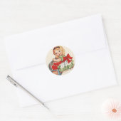 Hart Meisje Kind Retro Schattigee Kinderen Ronde Sticker (Envelop)