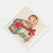 Hart Meisje Kind Retro Schattigee Kinderen Servet (Hoek)