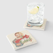 Hart Meisje Kind Retro Schattigee Kinderen Stenen Onderzetter (Zijkant)