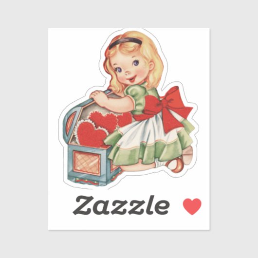 Hart Meisje Kind Retro Schattigee Kinderen Sticker (Vel)