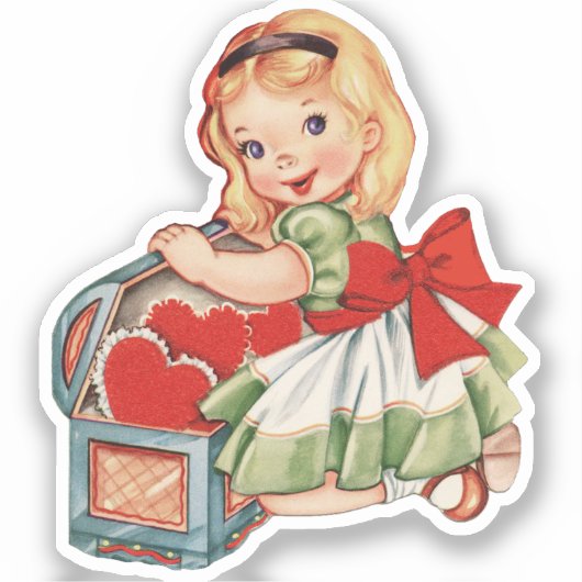 Hart Meisje Kind Retro Schattigee Kinderen Sticker (Voorkant)