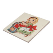 Hart Meisje Kind Retro Schattigee Kinderen Tegeltje (Zijkant)