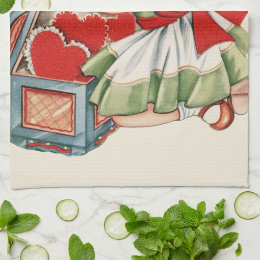 Hart Meisje Kind Retro Schattigee Kinderen Theedoek (Gevouwen)