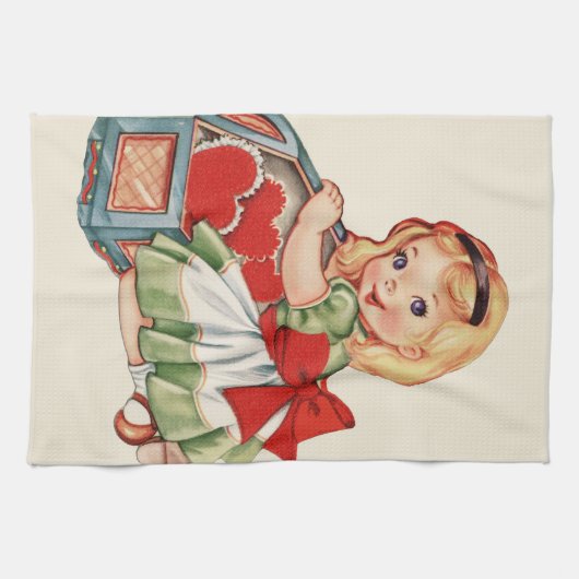 Hart Meisje Kind Retro Schattigee Kinderen Theedoek (Horizontaal)