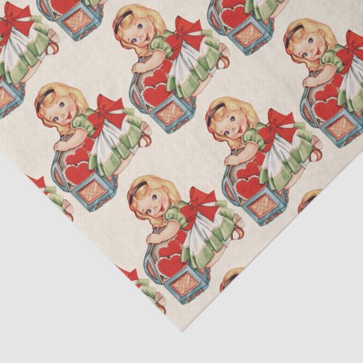 Hart Meisje Kind Retro Schattigee Kinderen Tissuepapier (Detail)