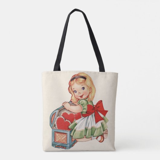 Hart Meisje Kind Retro Schattigee Kinderen Tote Bag (Achterkant)