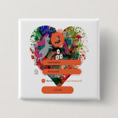 Hart met aanmelding vierkante button 5,1 cm (Voorkant)