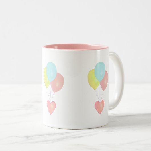 Hart met ballonnen tweekleurige koffiemok (Voorkant rechts)