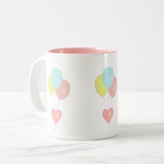 Hart met ballonnen tweekleurige koffiemok (Voorkant links)