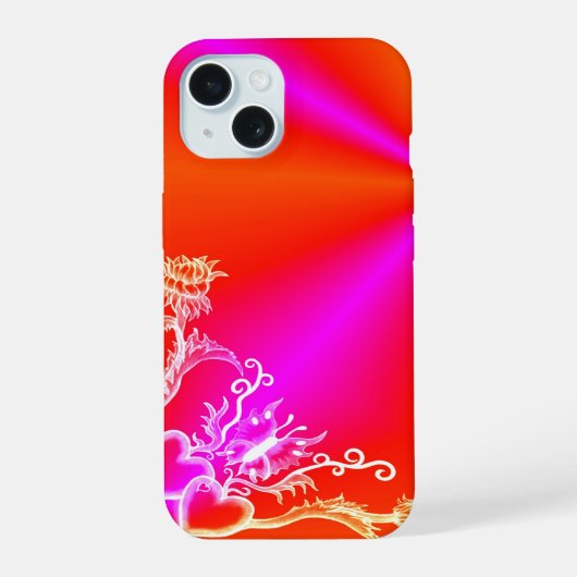 Hart met Bloem en Vlinder iPhone 15 Case (Achterkant)