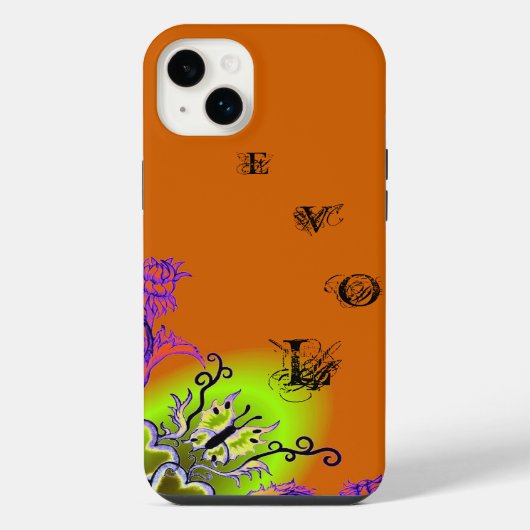 Hart met Bloem en Vlinder iPhone Hoesje (Achterkant)