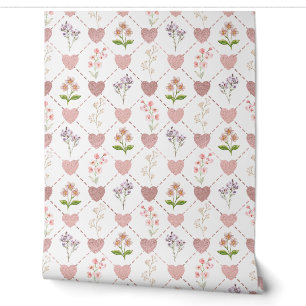 Hart met bloemen behang