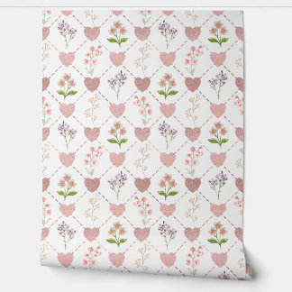 Hart met bloemen behang