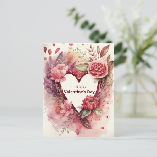 Hart met bloemen en benzine feestdagenkaart (Staand voorkant)