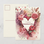 Hart met bloemen en benzine feestdagenkaart (Voorkant / Achterkant)