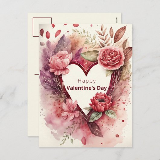 Hart met bloemen en benzine feestdagenkaart (Voorkant / Achterkant)