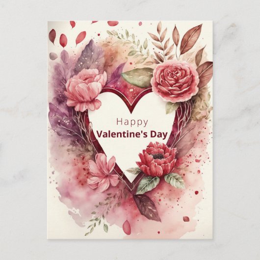 Hart met bloemen en benzine feestdagenkaart (Voorkant)