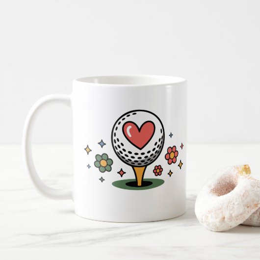 Hart Met Bloemige Elementen Mok — Gezondheid & Wel (Met donut)